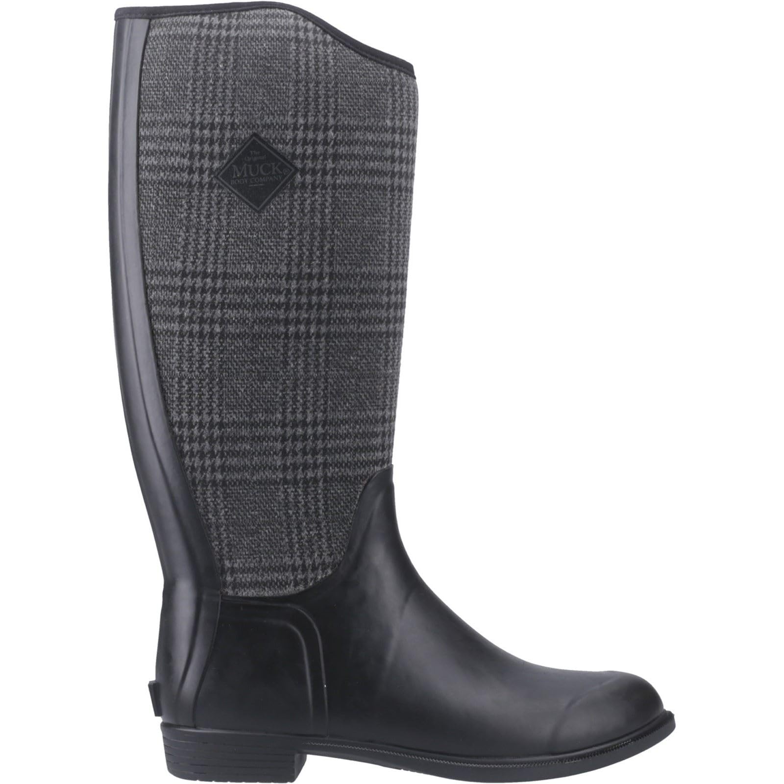 Muck Boots Derby wysokie gumowe damskie czarne/w kratę zimowe kozaki do kolan