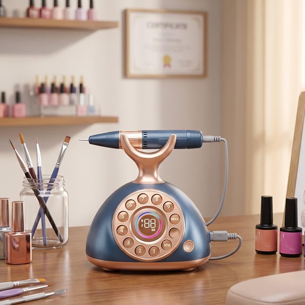 Trapano professionale per unghie, 35000 giri/min, elettrico E-File per rimozione gel acrilico con display LCD della velocità, kit manicure portatile, manipolo ergonomico silenzioso per uso domestico