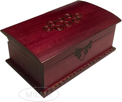 Miniatura 5 de Caja decorativa de madera para el pecho, caja de rompecabezas de apertura secreta celta, recuerdo de joyería hecha a mano hecha en Polonia, Madera