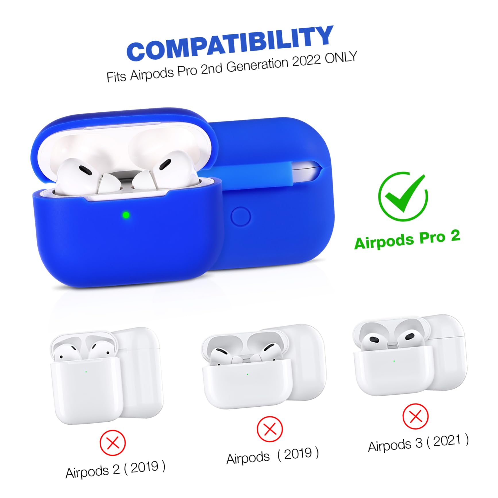 DOITOOL 4stücke Silicone Earbuds Case Mit Anti-Lost Lanyard Schockfeste Für Tragbares Design Blau Mit Modischem Kettenhalsband Für Sicheren