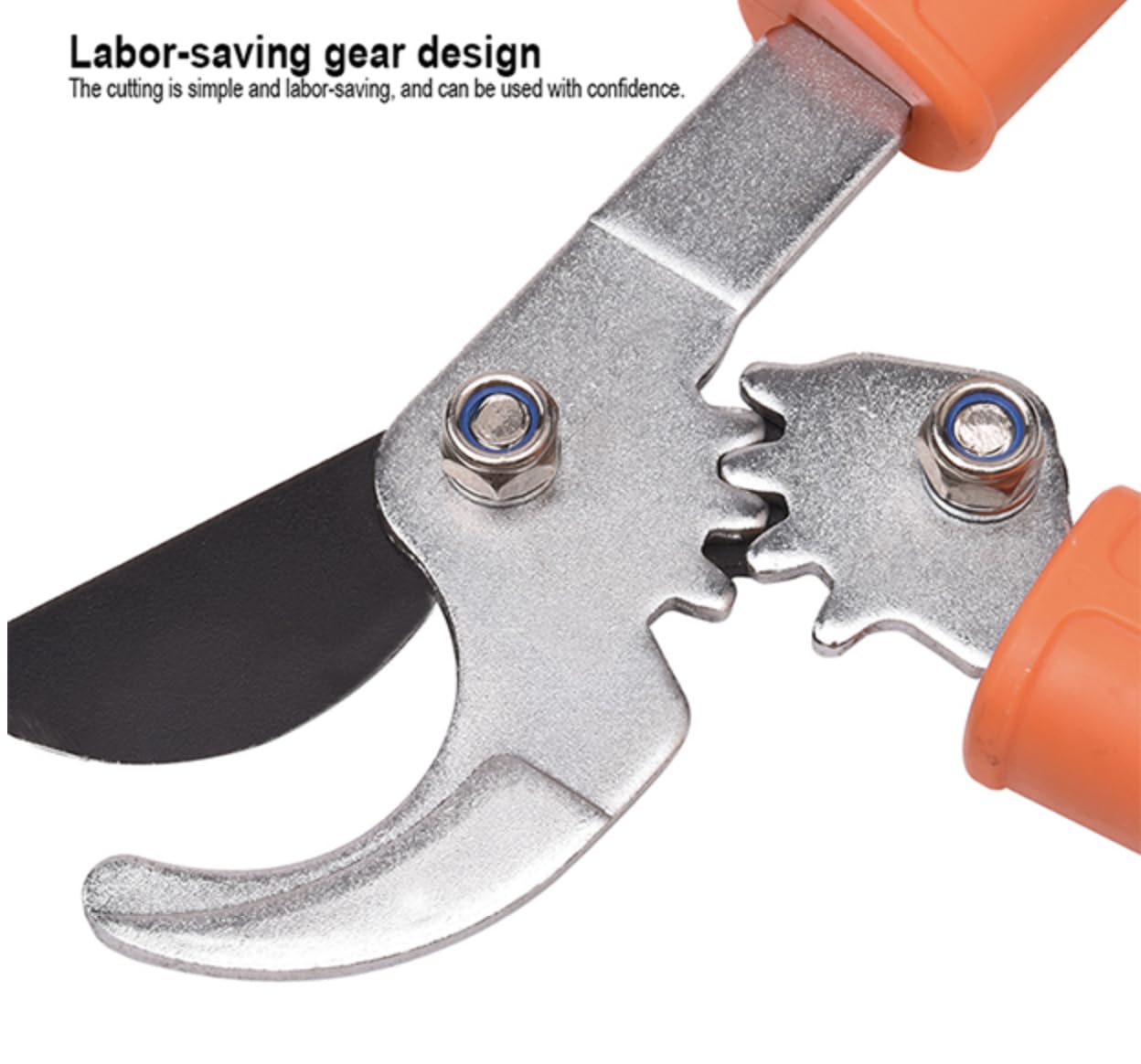 Edward Tools Podadora de jardinería con hoja de acero, resistente, para árboles y arbustos con PowerGear para mayor apalancamiento, hoja recubierta de teflón de alto carbono, mango de goma Ergo Grip