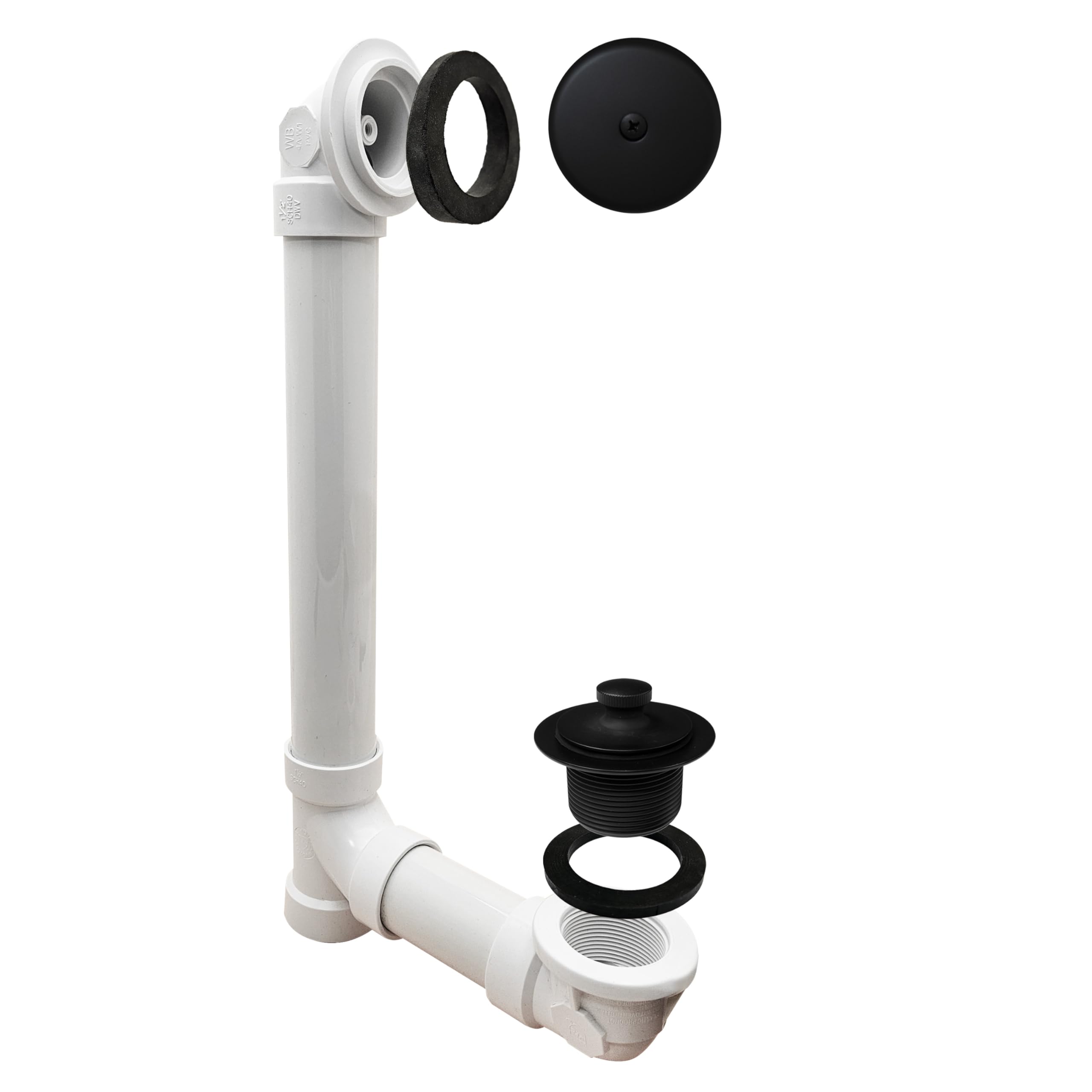 Westbrass Pull & Drain SCH. 40 - Desagüe de baño de PVC con Codo Superior de un Agujero, Negro Mate, D49721-62