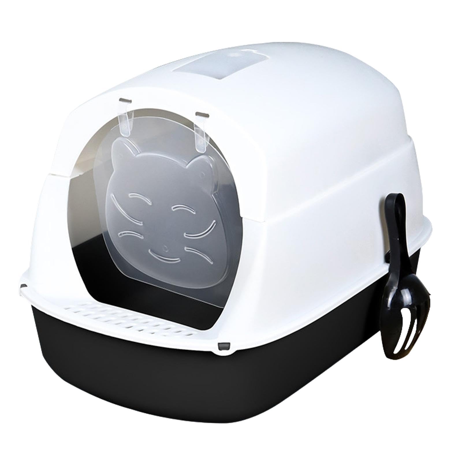 Baoblaze Hooded Cat Litter Box with Lid Pet Litter Box Fully Enclosed Cat Toilet with Door Removable Kitty Litter Tray, Black
