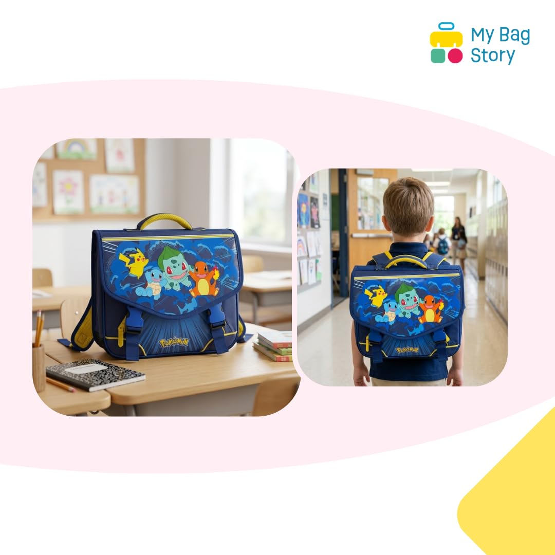 mybagstory | Tornister Pokémon | 2 przegródki | Niebieski 32x13x39 cm