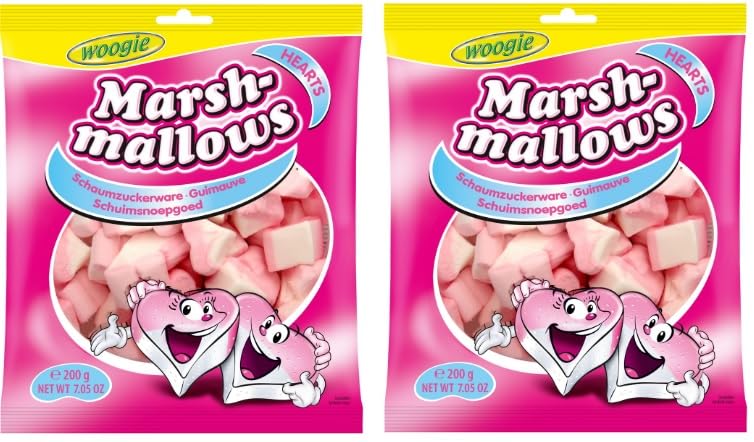 Nubes de Azúcar en Forma de Corazón con Sabor a Vainilla y Fresa, Pack 2x200g