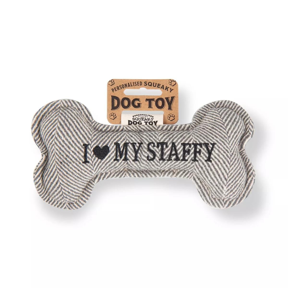 History & Heraldry Squeaky Dog Toy (I my Staffy)