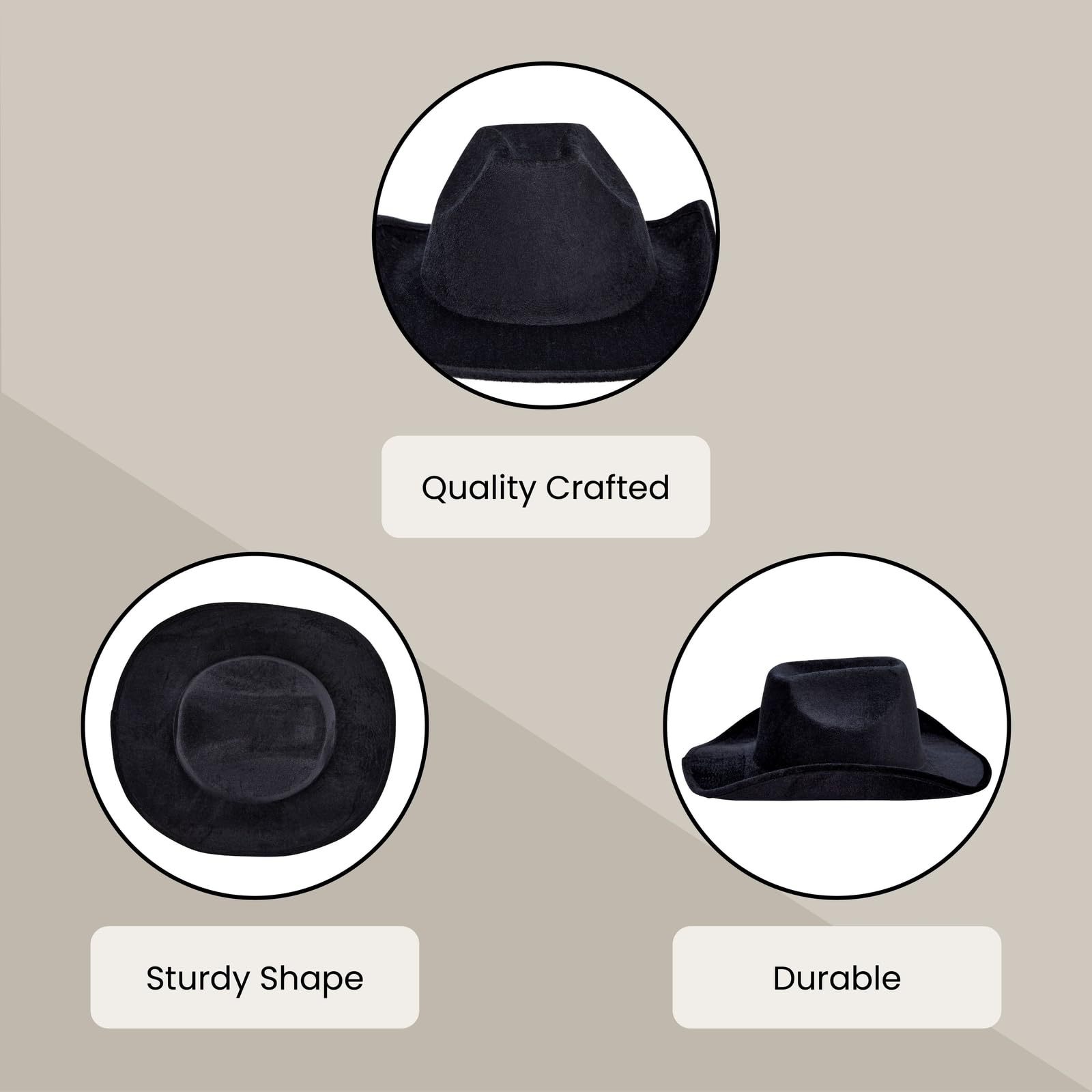 3349 Black Cowboy Hats For Men And Women With Adjustable Sizing Belt Western Express Felt Finish Cowboy Hat - Cattleman Style  main image 4
