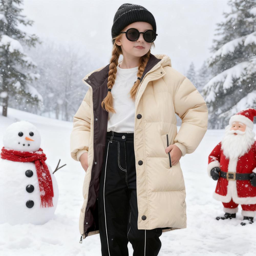 Manteau D’hiver Long Pour Enfants – Capuche, Rembourrage Chaud, Coupe-vent, Pour Filles Et Garçons 2 à 11 Ans