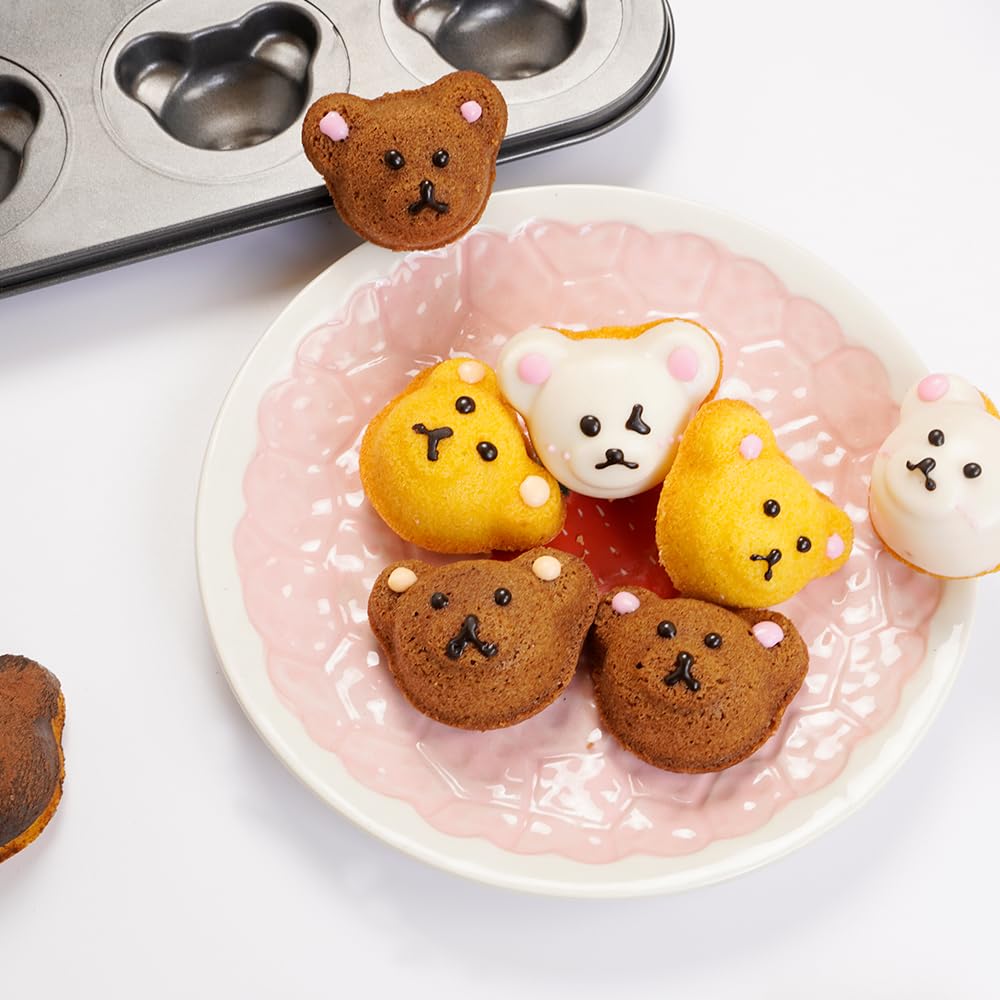 Moldes para magdalenas con forma de oso, 12 cavidades antiadherentes, molde para magdalenas, mini magdalenas para decoración comestible de tartas, decoración de fiesta de cumpleaños