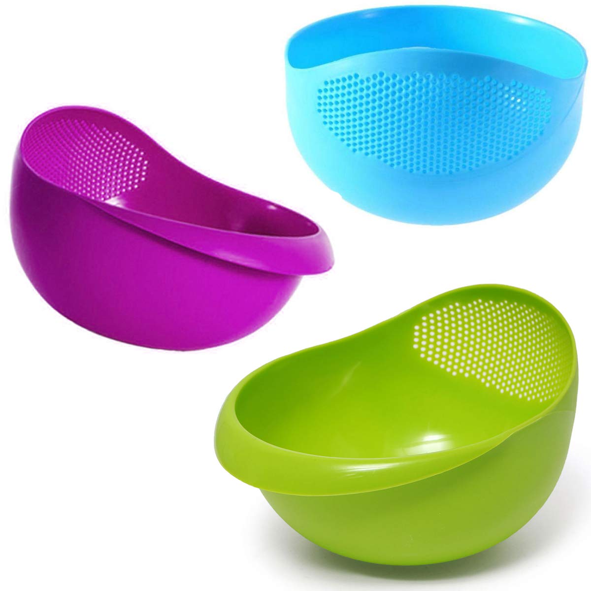 DeoDap Kitchen Tool Plastic Rice Bowl Strainer, 3 Pieces (Multicolour) (B07JNKFV6Q) Amazon Price History, Amazon Price Tracker