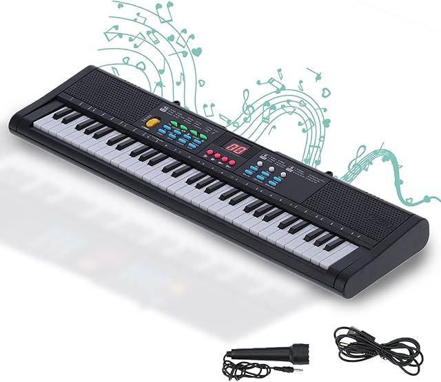 Keyboard Piano for Kids, Small Size 61 Key Keyboard Mini Keyboard Piano Portable Electronic Keyboard with Digital Screen and Microphone Multifunction Digital Pianos for Children 3-7 Years Old