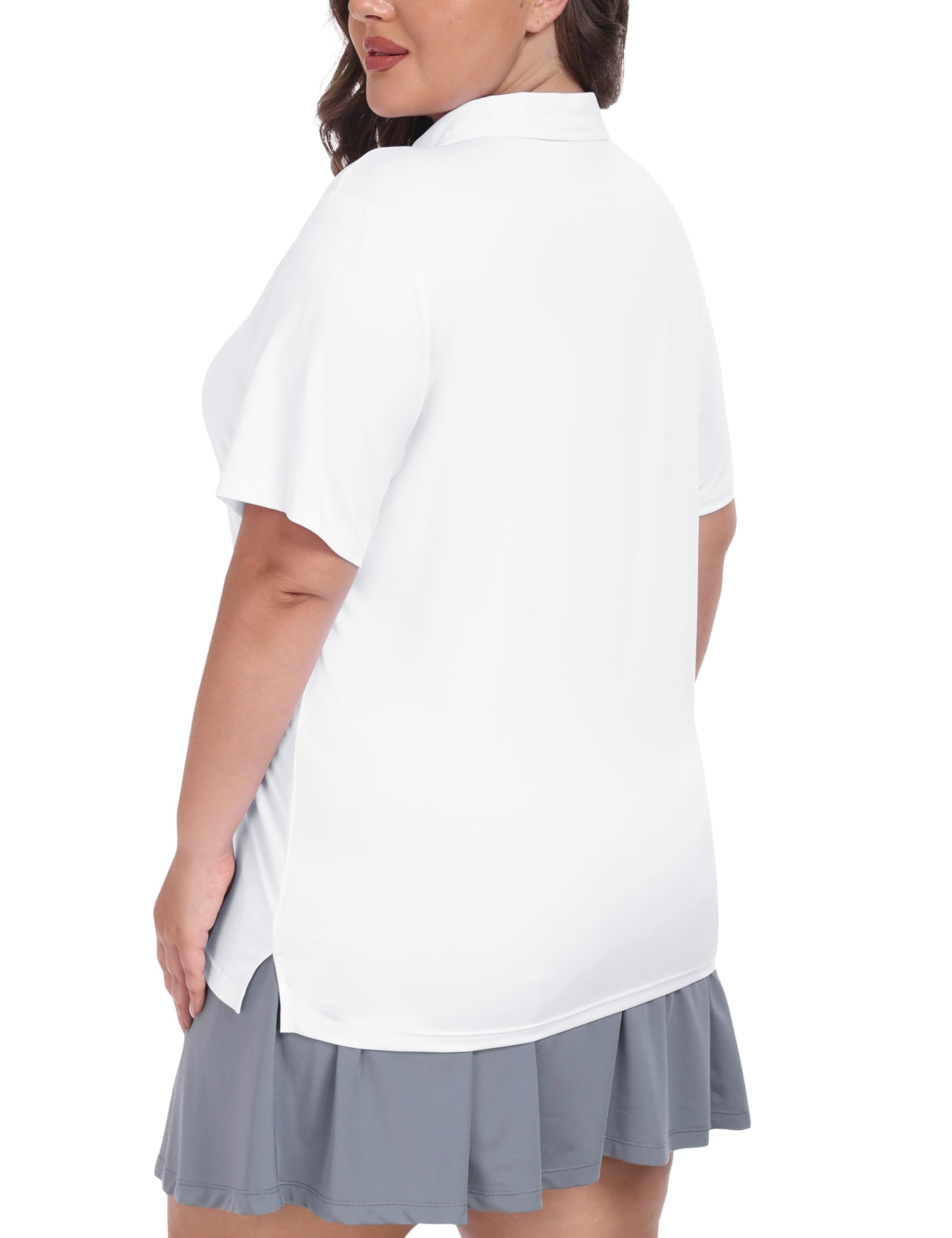 MoFiz Polo de golf de talla grande para mujer, con cremallera, manga corta, cuello y cuello para tenis, ropa deportiva deportiva, talla XL-5XL