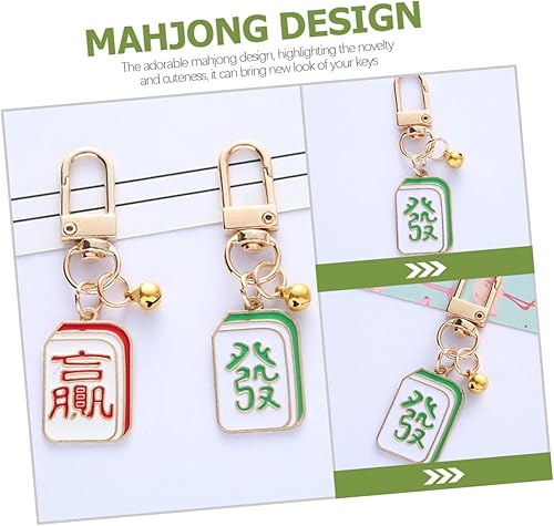 Miniatura 9 de SOIMISS Llavero Mahjong para decoración de dados, decoración de metal, llavero de Feng Shui, llavero de la suerte, colgante de Mahjong, llavero de