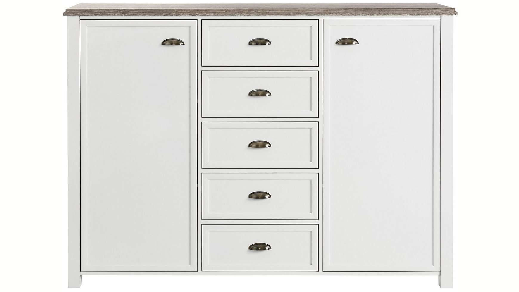 APRODZ Mango Wood Mara Chest of 5 Drawers & 2 Door Storage Cabinet for Living Room Wooden Sideboard White Finish, Standard (cd-17)-image-31