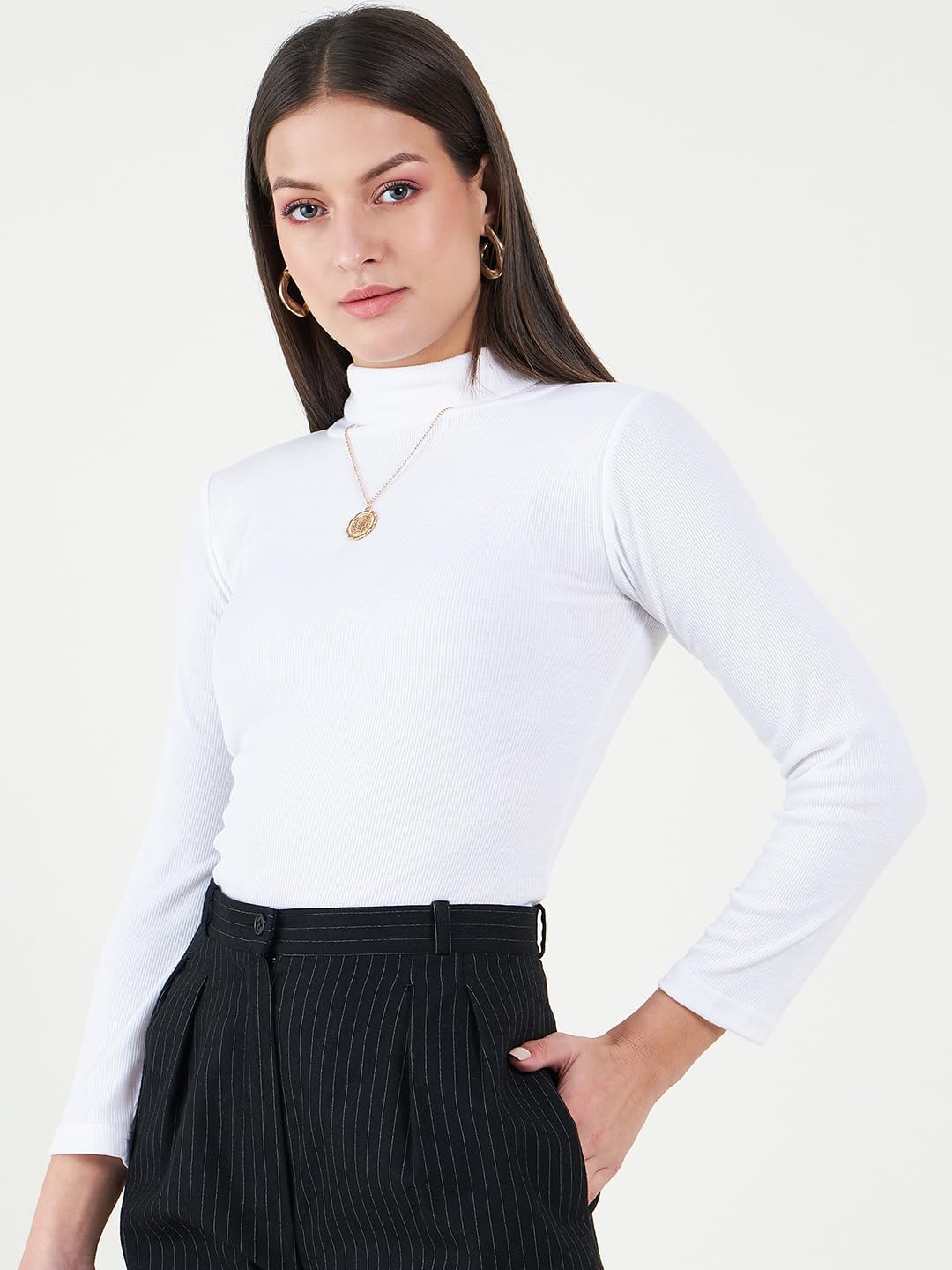 n.H.K.a. Set of 2 White/Coffee Brown Long Sleeves Turtle Neck Top 2