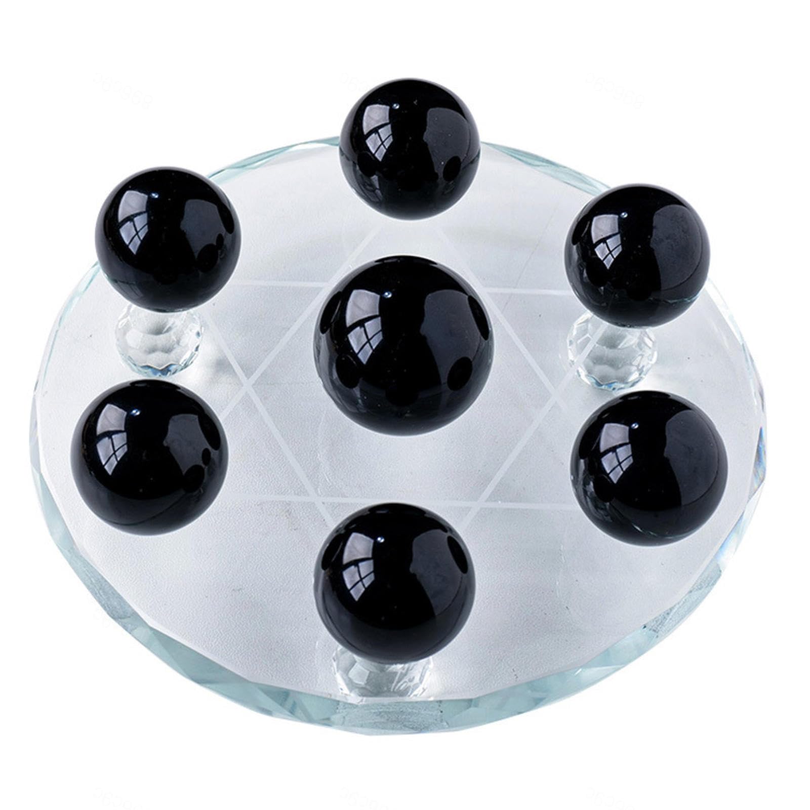 Ylquxeuv One Color Obsidian Seven Star Array Feng Shui Crystal Ball Decoration Home Furnishing Articles Stone,Chassis-10Cm