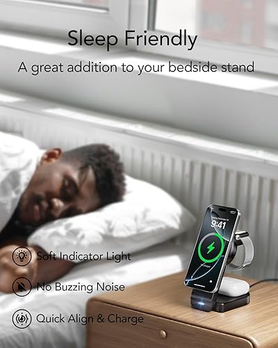 Miniatura 7 de Estación de carga inalámbrica 3 en 1 compatible con Apple, cargador inalámbrico magnético plegable para iPhone 171615141312, Apple Watch Series