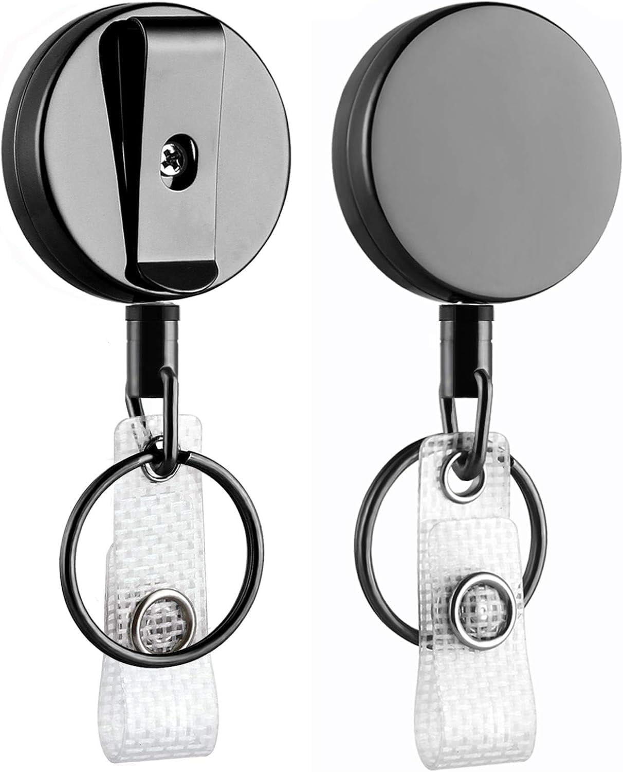 Lonimia Heavy Duty Badge Reels, Retractable Badge Holder, 2 Pcs Zinc Alloy Material Unbreakable Sturdy Stable Smooth Operation Practical Keychain Tool, Suitable for Nurses, Office Staff, Student Etc