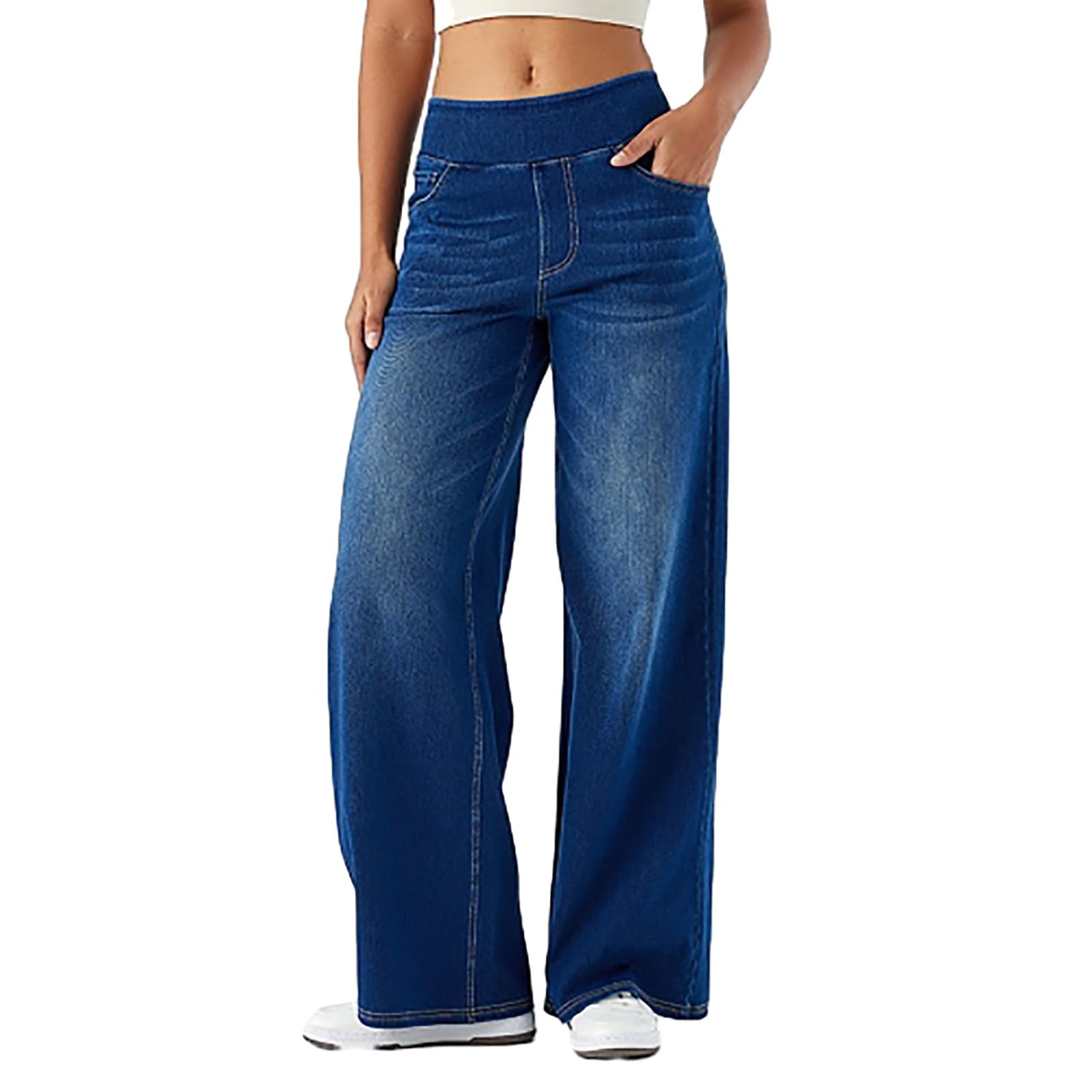 Spodnie Baggy Jeansy Damskie z Szerokimi Nogawkami I Elastycznym Pasem Jeansy Ze Stretchem z Wysokim Stanem Spodnie Damskie Spodnie Casualowe Spodnie Damskie Streetwear Szerokie Nogawki
