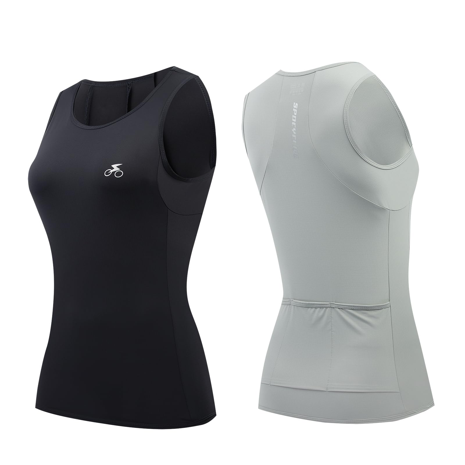 spocyclife Radtrikot Damen Ärmellos/Kurzarm, Fahrradtrikot Atmungsaktiv Damen Rennrad Trikot Fahrrad Shirt Sport Shirts mit 3 Taschen Für Damen
