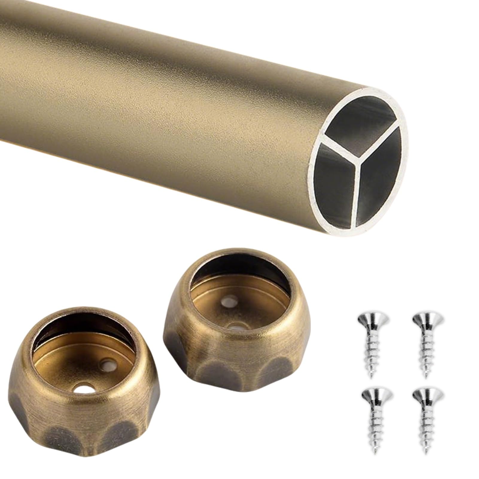 Wardrobe Rail, Wardrobe Rail 110 Pound Load 1 Inch Diameter Multicolor 50-160cm With Fittings(Champagne,85cm/33.5in)