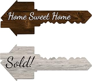 Extra Large Real Estate Key Sold Sign | One Sign Double Sided | Social Media Photo Prop for Realtors and New Home Owners | Real Estate Agent Gift (Home Sweet Home / Sold!)