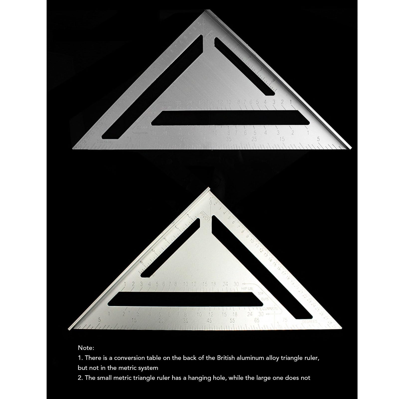 Righello Triangolare di precisione da 7 Pollici in Lega di Alluminio Nero Opaco.