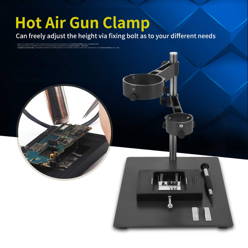 Klanata Hot Air Gun Hand Piece Holder, Repair with Clamp Stand and 2 Fixtures for BGA Rework Soldering Station
