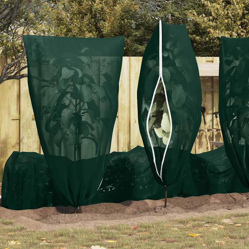 Copertura antigelo per piante in tessuto non tessuto con cerniera, 1 pezzo, verde, 1,55 x 1,55 m, riutilizzabile, con coulisse, per piante da esterno