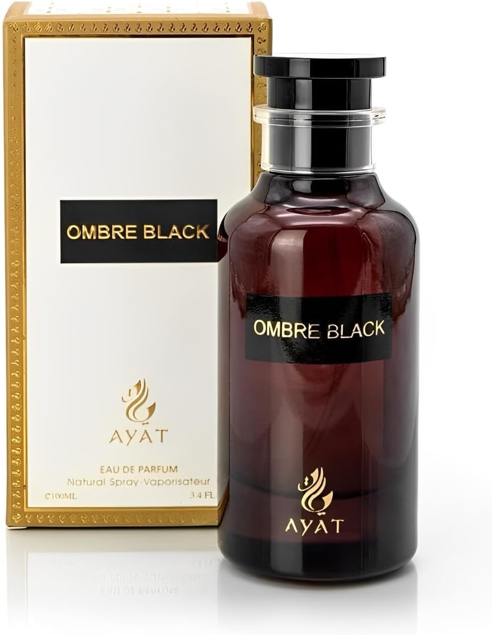 AYAT PERFUMES – Eau de Parfum OMBRE BLACK 100 ml aux Notes de Bois d'Oud, Encens & Framboise – Arabian Parfum Oriental de Dubaï pour Homme & Femme – Cadeau Parfait – Flacon Élégant Conçu aux Émirats