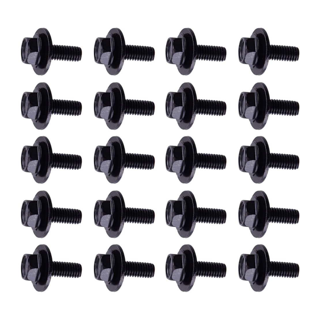 20 pièces Vis de carrosserie Noire pour Voiture - M6-1.0 x 16mm Long- 17mm Rondelle- 10mm Hex- J#180