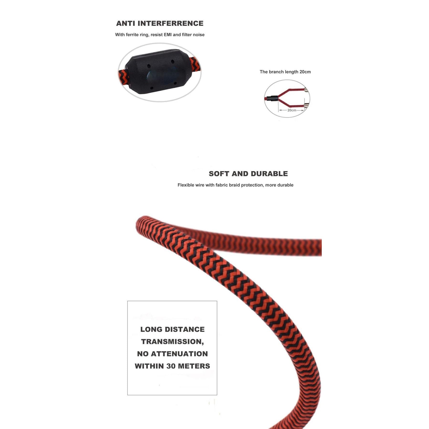 TSTS Cavo Strumento per Chitarra Cavo Jack TS Angolare Da 6,35 Mm A Doppio RCA Per Chitarra Organo Elettrico Cavo Splitter Da 1/4" 1 M/1,5 M/2 M/300 CM/5 M/8 M(10meter)