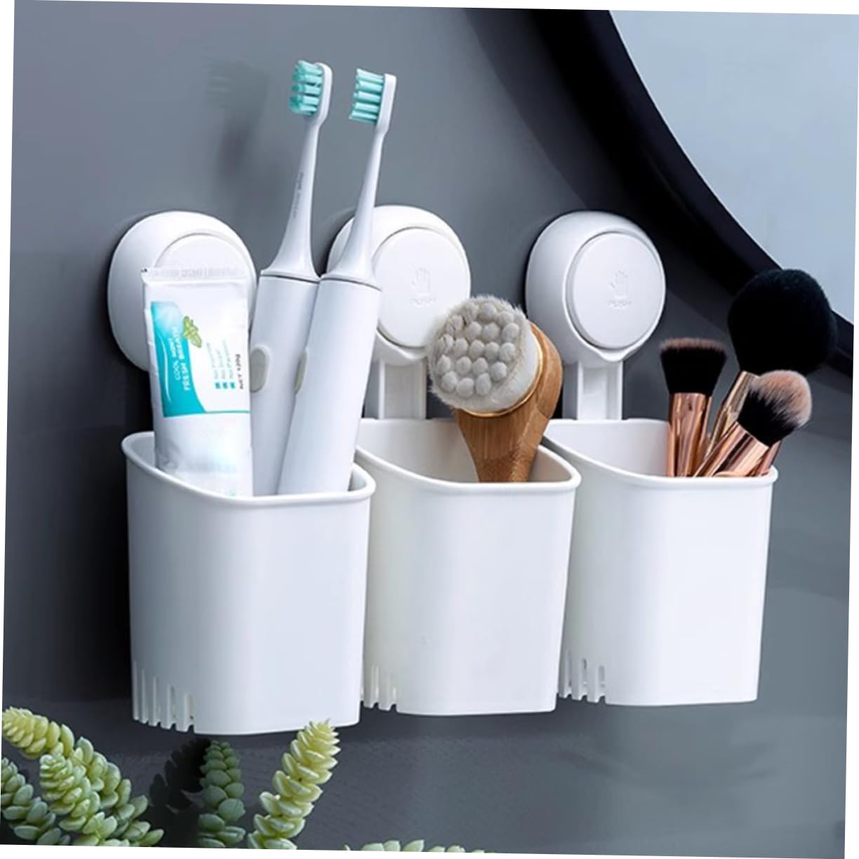 Holibanna 2 Pezzi Portaspazzolino da con Ventosa per Spazzolino e Rasoio Design per Bagno Facile Installazione Materiale Leggero e Resistente
