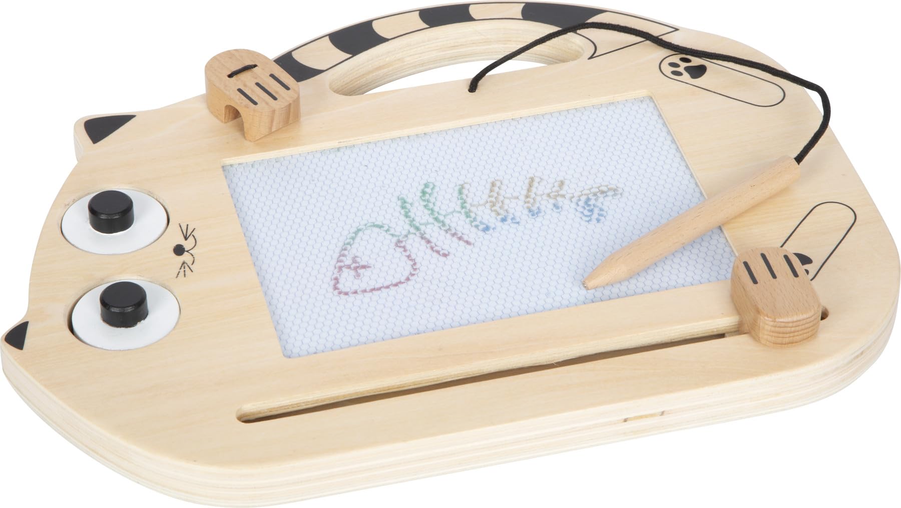 small foot Magnetic Drawing Board Cat, wood, art board w/pen and stamps, can be carried, for kids aged 2+ years, 12604