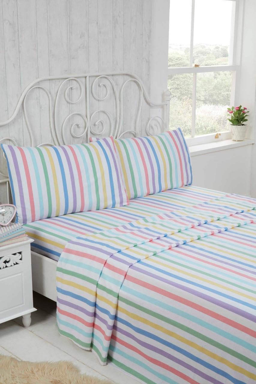 Rapport Candy Stripe Super Soft Brushed Cotton Super King Sheet Set