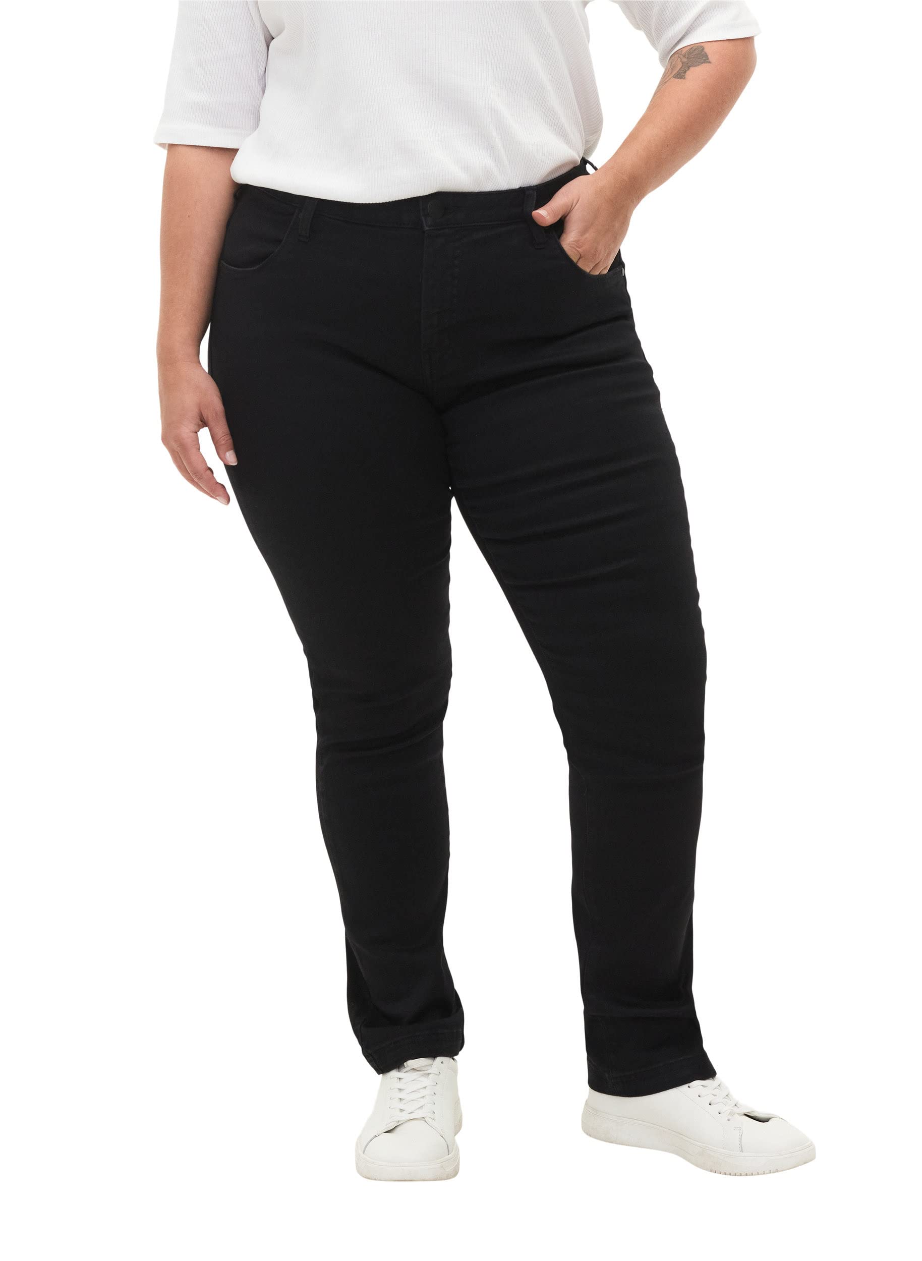 Zizzi Emily Jeans Damen Große Größen - Slim Fit Damenjeans mit Normaler Taillenhöhe/Mid Waist - Plus Size-Hose aus Baumwollmischung mit Stretch-Anteil