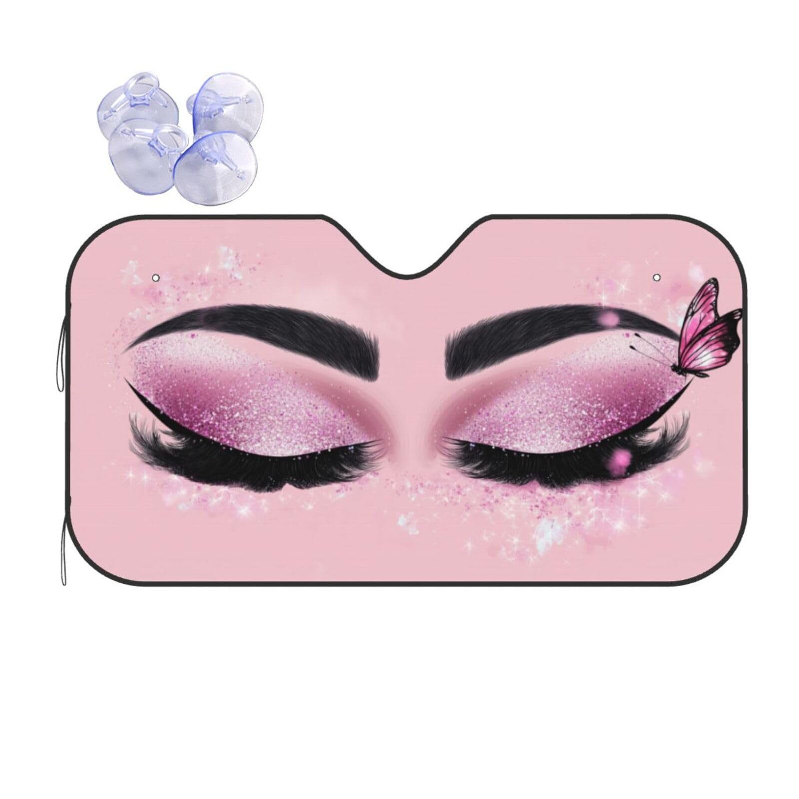 Hello Eyelashes Car Sun Shade Windshield Sunshade Foldable Front Window Shield Cover for Truck SUV