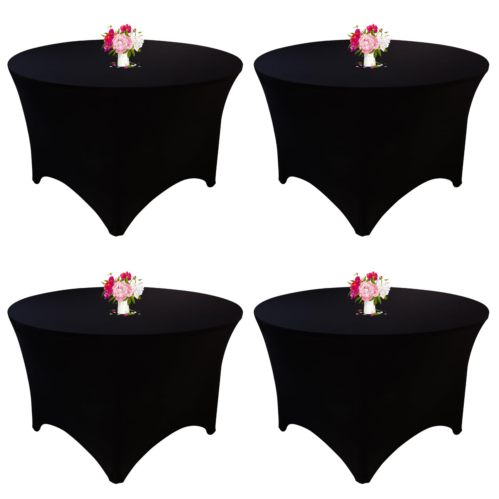 JALANCY 4 Pack 6FT Round Spandex Tablecloth 72" Round Elastic Table Cover Washable Wrinkle Resistant Fitted Table Cloth for Wedding Party Birthday