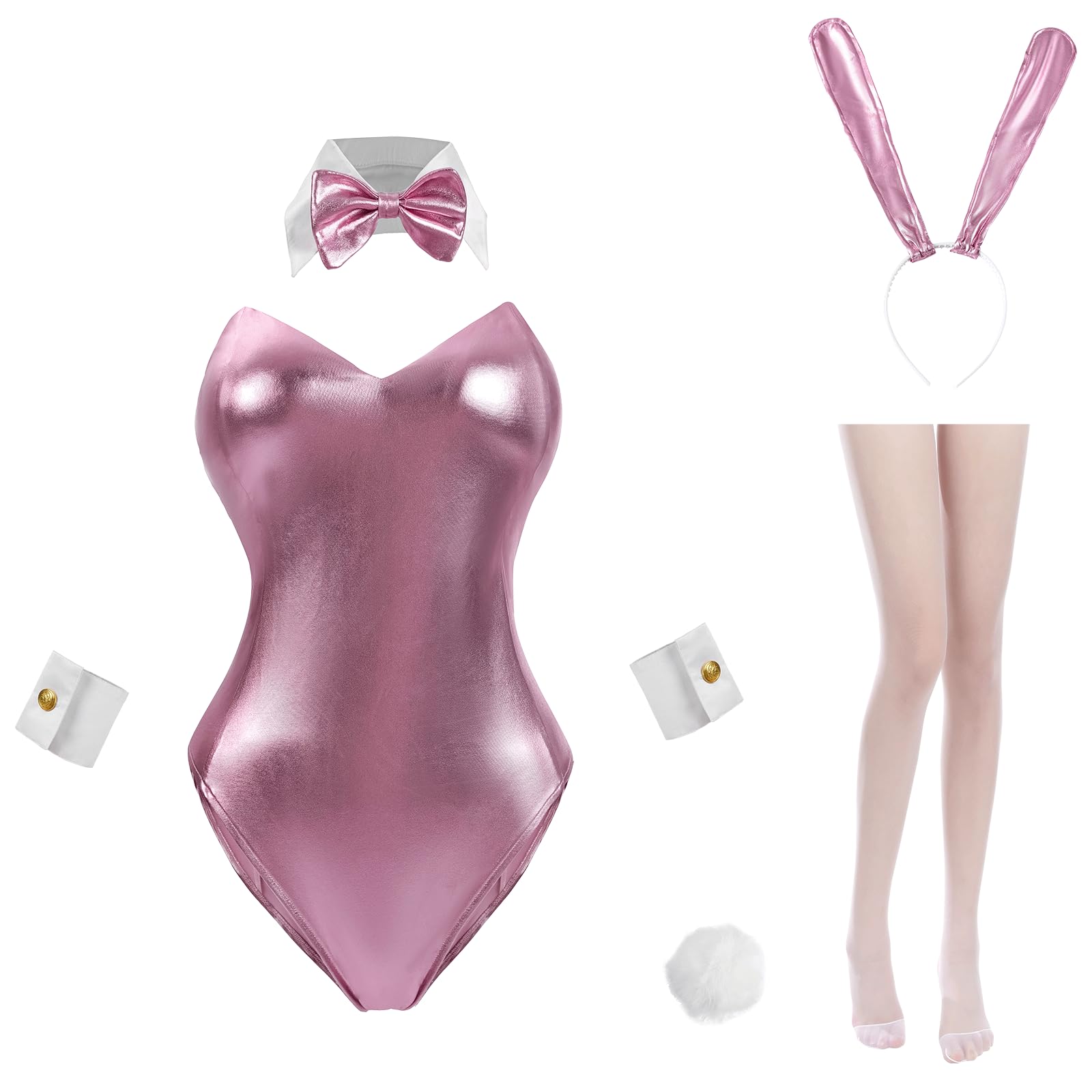 CR ROLECOS Bunny Costume Women Bunny Suit Cosplay Lingerie Adult Halloween Costumes: Pink XX-Large