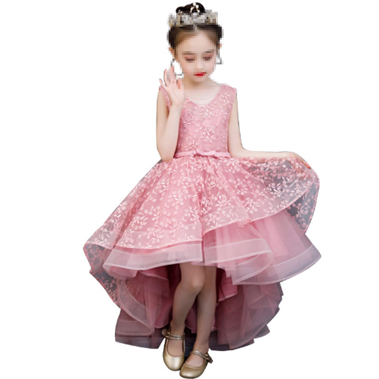 Mädchen Kleid Prinzessin Kostüm Party Outfit Ärmelloses Nachlaufend Tanzkleid Prinzessin Tulle Kleid Prinzessin Tutu Charmant Für Hochzeits Tolles Geschenk Für Ihre Familienfreunde,Rosa,6—7