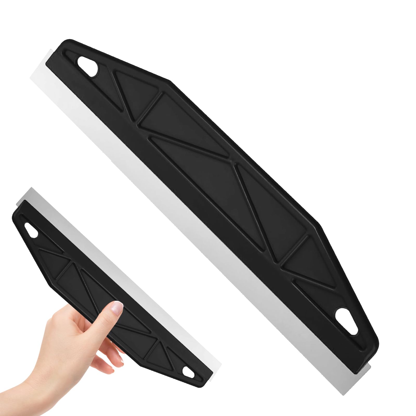 Heitao No 1 Pcs Paint Trim Guard,12" Stainless Steel Paint Shield For Skirting Board Painting,Straight Edge Painters Tool,Wallpaper Scraper Edge Painting Tool For Measurement & Guide(Black)