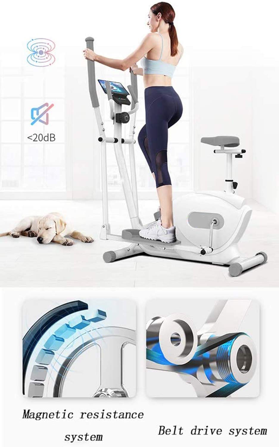 3 en 1 Control magnético Cross Trainer Gimnasio Hogar Portátil Pequeño Equipo Ultra silencioso Máquina de Andador Espacial Máquina elíptica Cinta de Correr Bicicleta estática