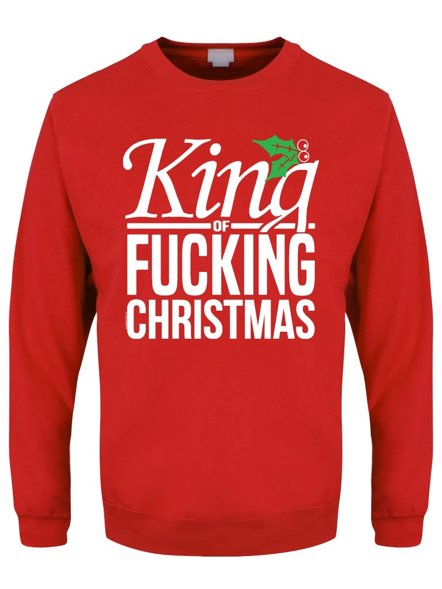 Grindstore Men's Red King Of Fucking Christmas Christmas Jumper Sweater