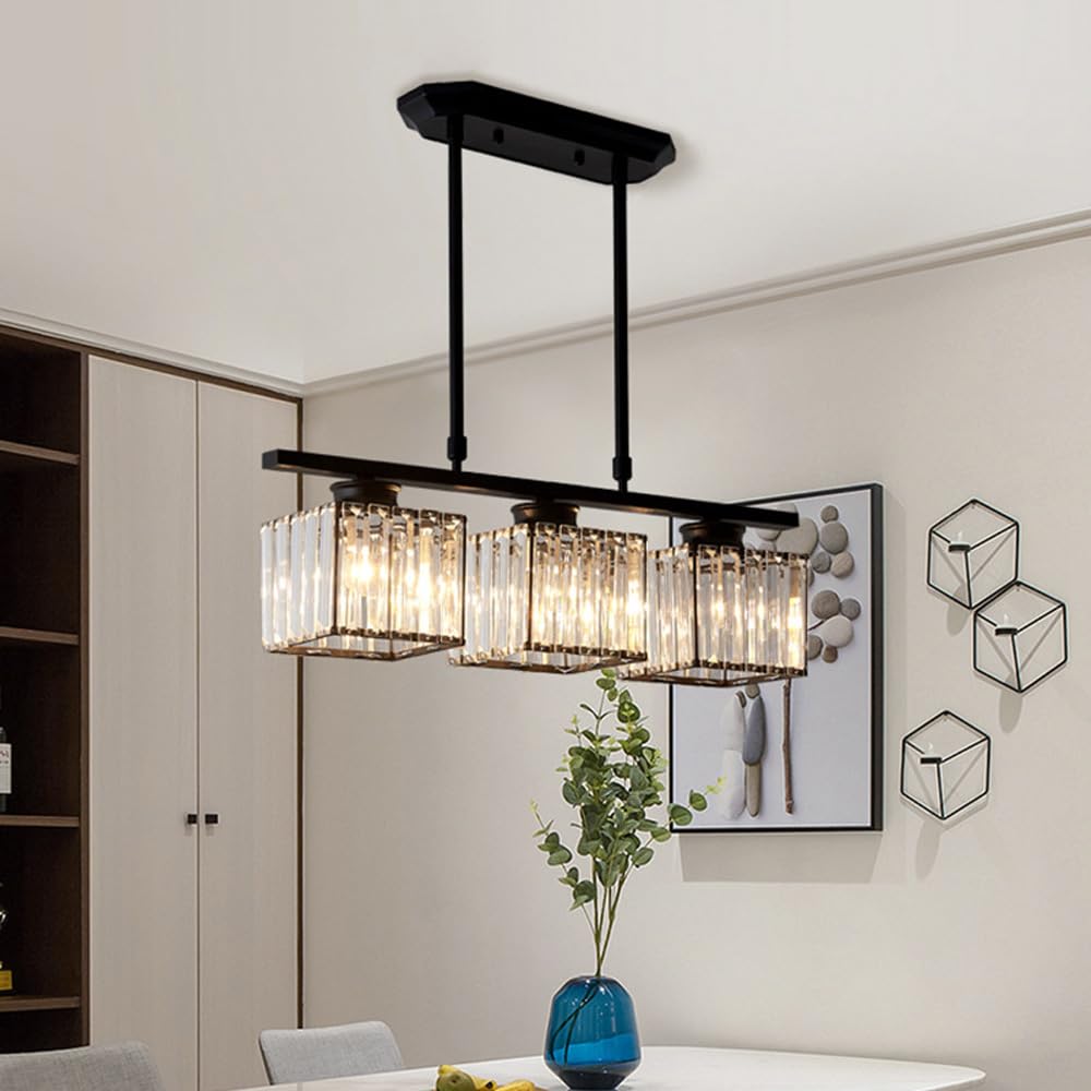SYAXVOM Modern Gold Crystal Chandelier Pendant Light for Dining Room Living Kitchen Island Bar Cafe