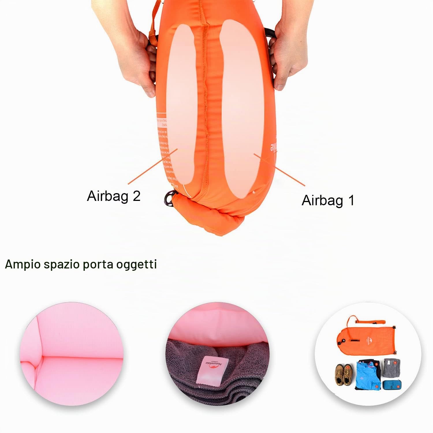 Naturehike boa nuoto acque libere gonfiabile 28L,leggero portatile Impermeabile,2 airbag,Sicurezza Swim Buoy per Sport Acquatici, Nuotatori, Triatleti, Kayaker e Snorkeling