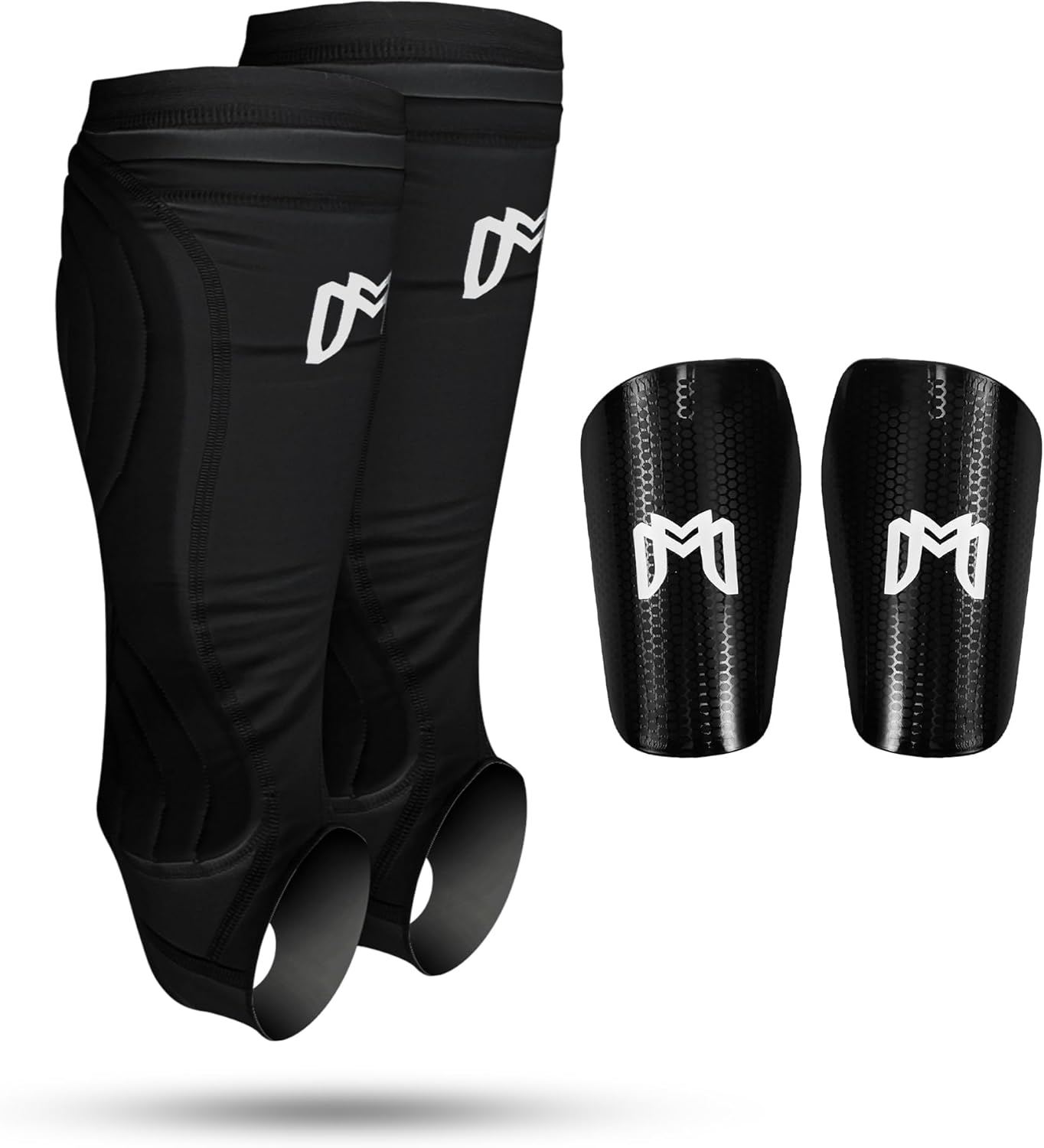 MediCaptain Soccer Shin Guard Sleeves with Padded Protection, Leg Guard for Adult, Teen and Youth Soccer Players, Compression Leg Sleeve for Soccer, Comes with Shin Guards, Shin Defender