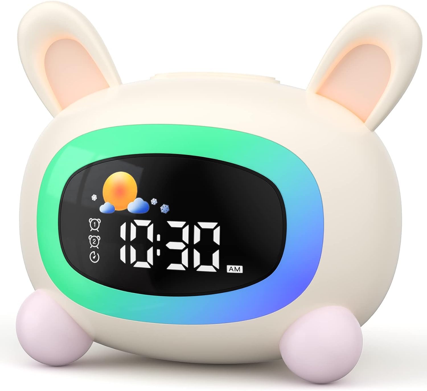 LIORQUE Sveglia per bambini, Sveglia da Comodino con Luce Notturna, Macchina Rumore Bianco, Doppia Allarme, Modalità Weekend, Sveglia Ricaricabile per Allenamento del Sonno Per i Bambini