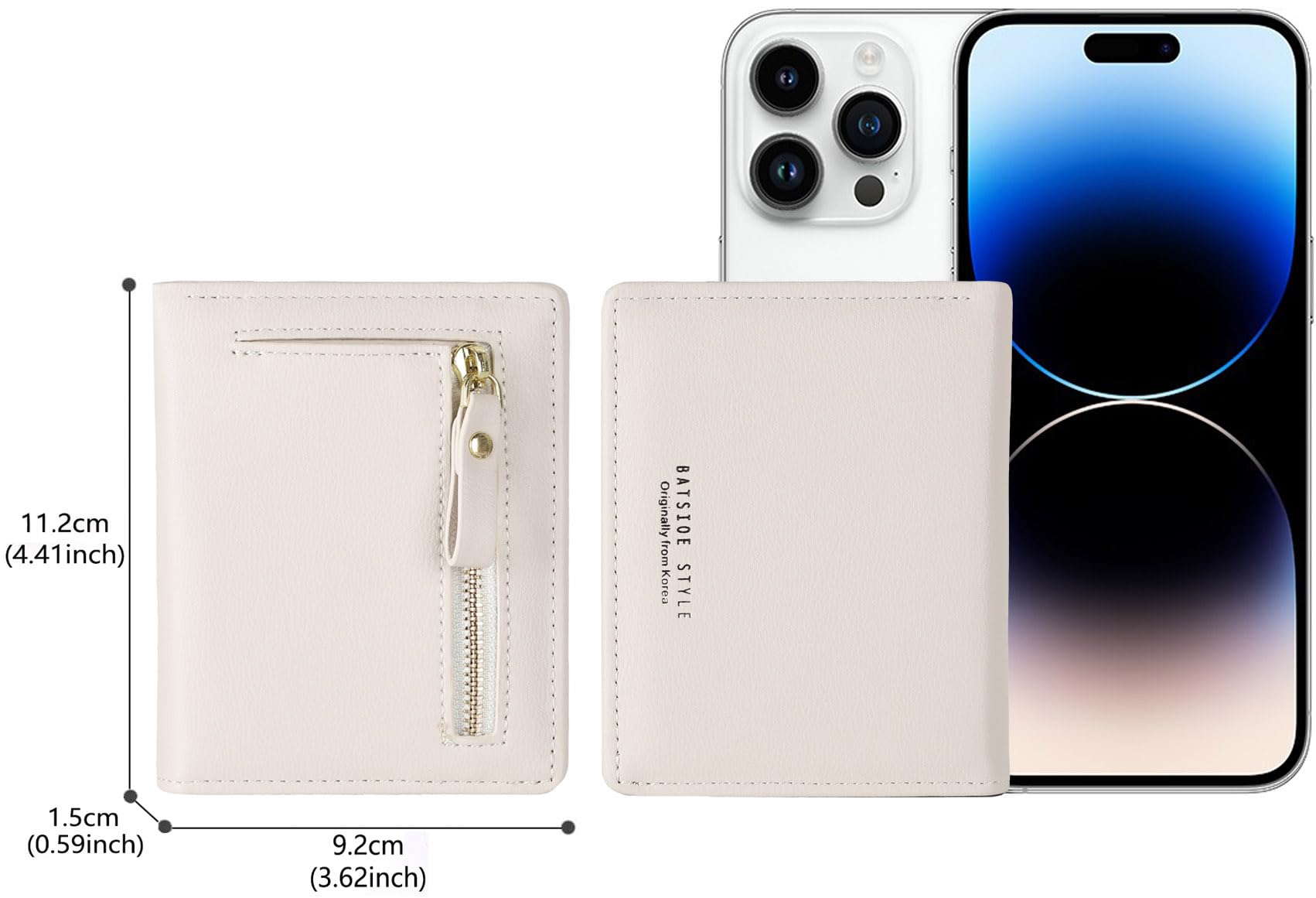 RRANCharltu Portafoglio Donna Piccolo in Pelle Portamonete Piccoli con Cerniera e chiusura a Scatto Scomparti per Carte Multipli(Bianco)