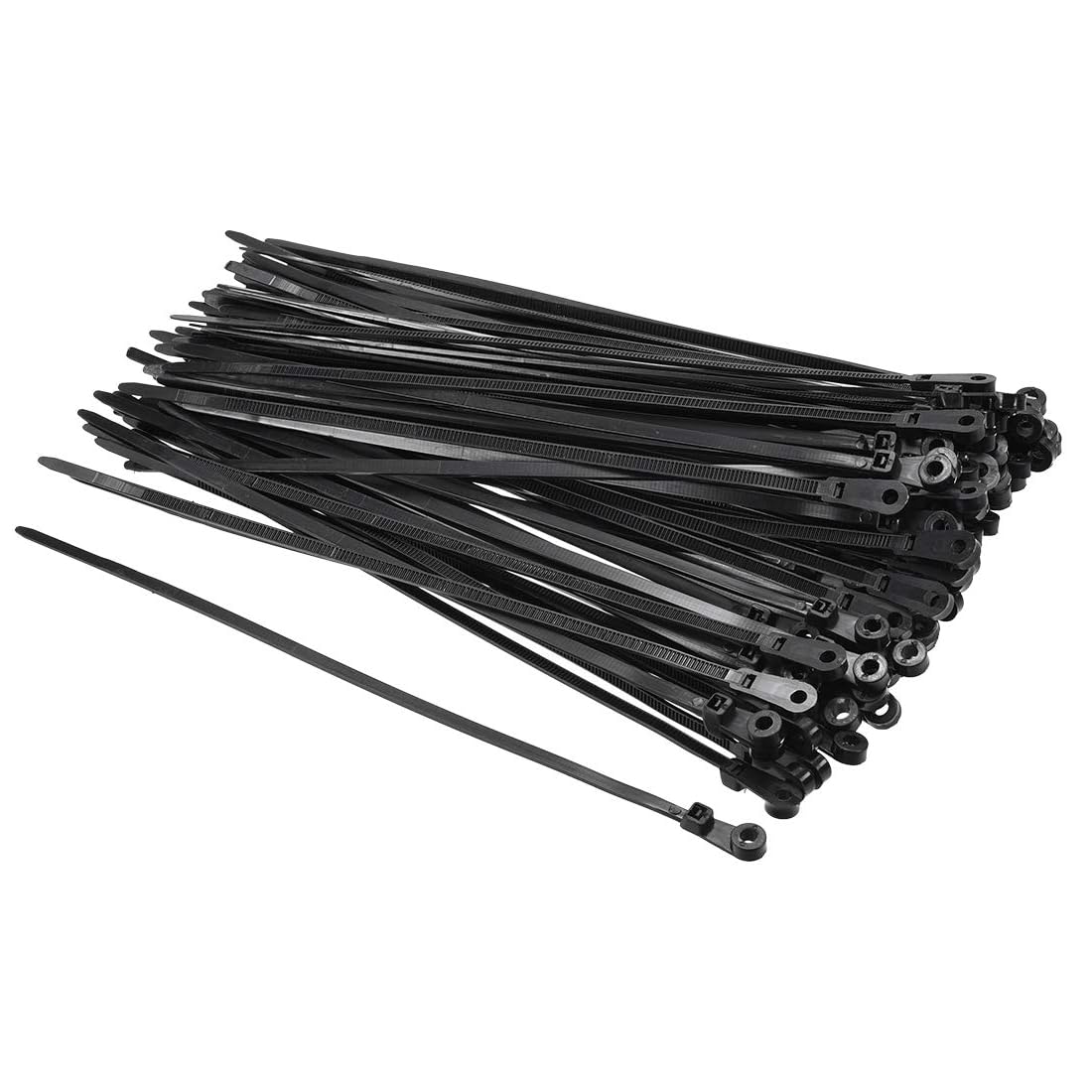 TA-VIGOR 80Pcs Screw Mount Head Nylon Cable Ties, 4.8mm x 200mm Reusable Cable Nylon Zip Ties Wire Strap with Screw Hole for Indoor & Outdoor Use