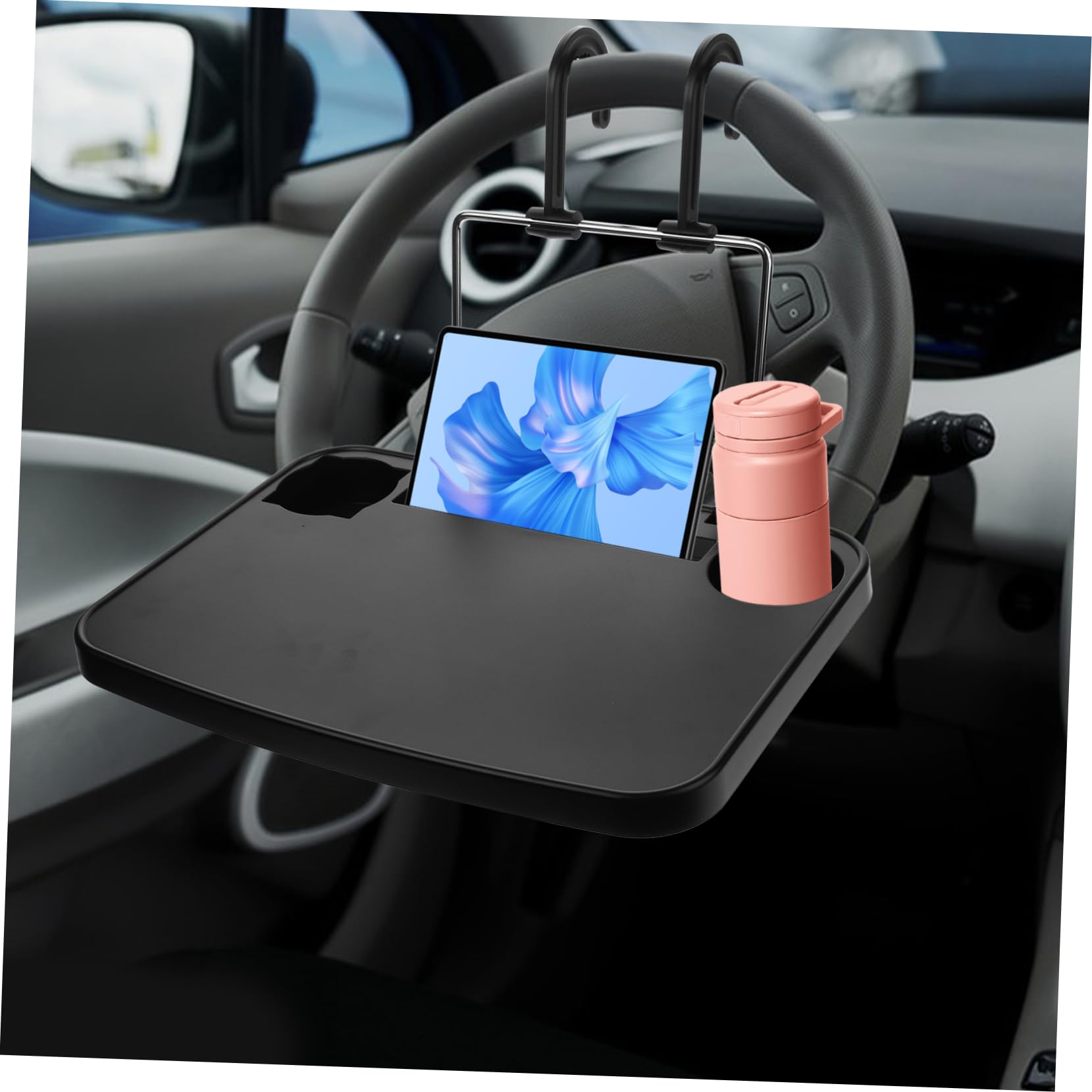 Vassoio Auto Pieghevole per Schienale, Organizer Portabevande Nero | Abs Componenti Hardware, Design Moderno e Stile Pulito, per Spostamenti Quotidiani e Viaggi Lunghi